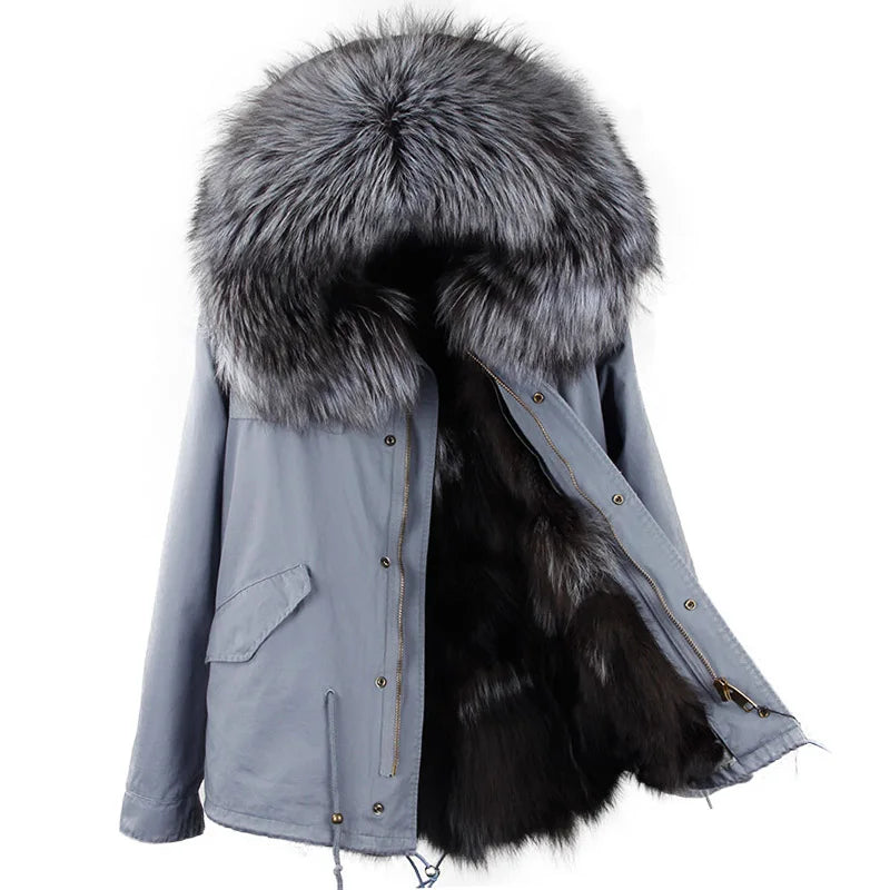 Winter Jackets For Women's Jacket Natural Real Fur Coat Fox Fur Collar Inner Fur Parkas Female Cold Coat