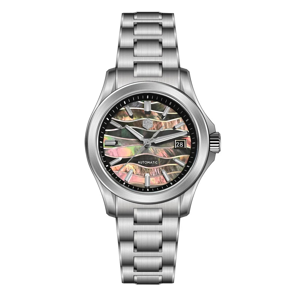 Vexaroa 39mm Guilloche MOP Automatic Watch, Miyota 9015 Men's 10ATM