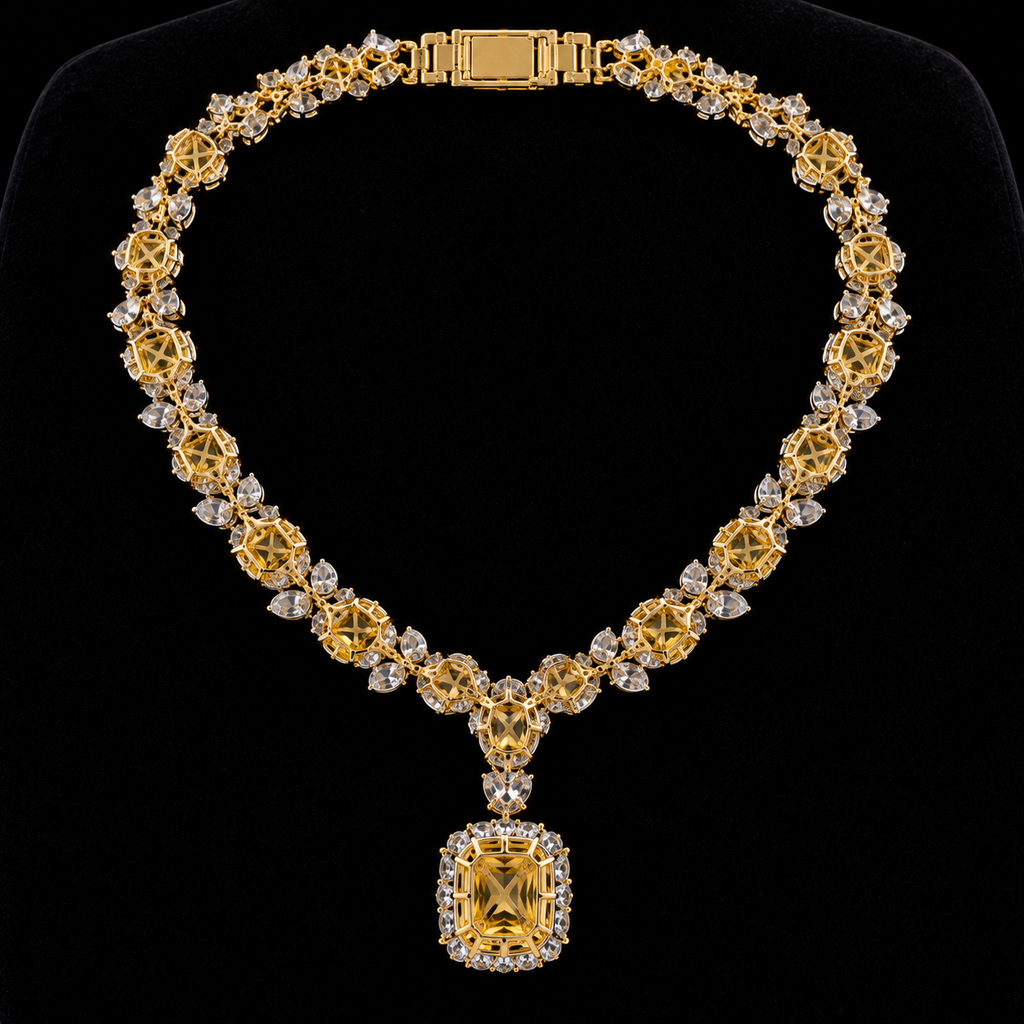 Teglex Vivid Yellow Diamond Necklace – back view showing precision craftsmanship, clasp and link detail