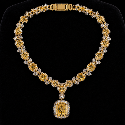 Teglex Vivid Yellow Diamond Necklace – back view showing precision craftsmanship, clasp and link detail
