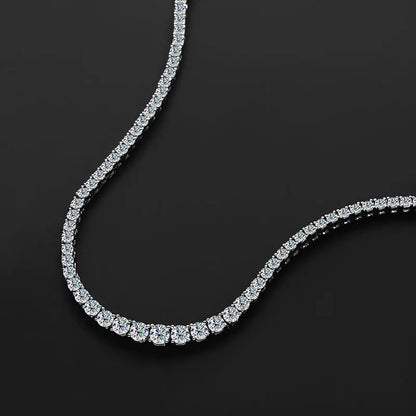 Diamond tennis necklace on a black background