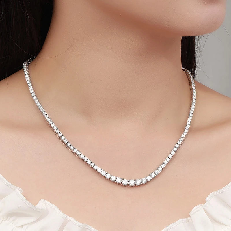 Moissanite Tennis Necklace for Women, 925 Sterling Silver | Vexaroa.