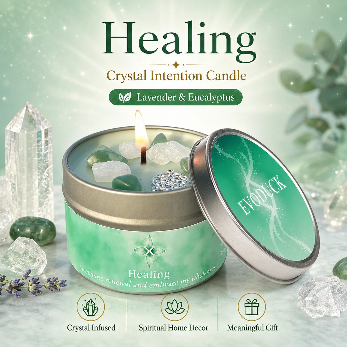 Vexaroa lavender eucalyptus crystal candle set - image 8