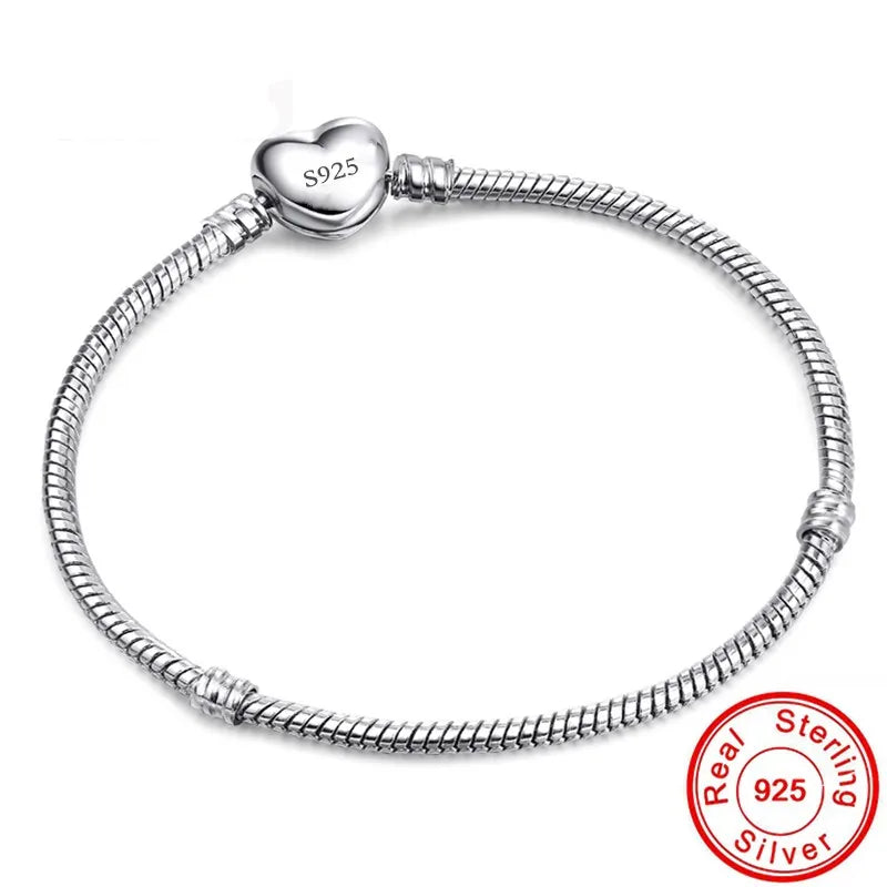 Vexaroa 925 Silver Snake Chain Heart Charm Bracelet — Vexaroa product image 7