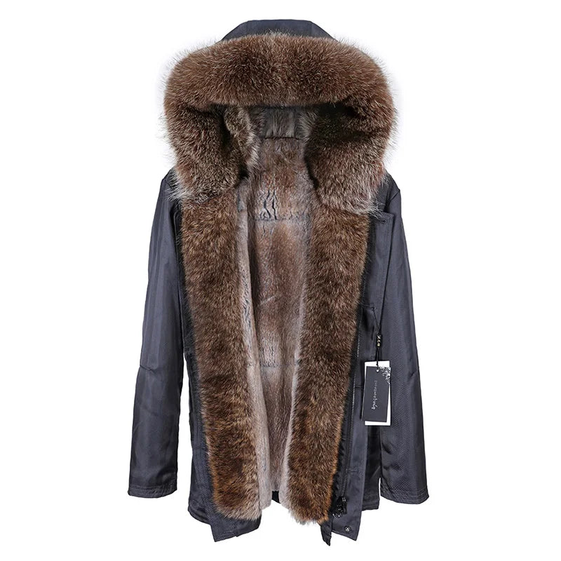 Men's Hooded Raccoon Fur Collar Coat | Vexaroa