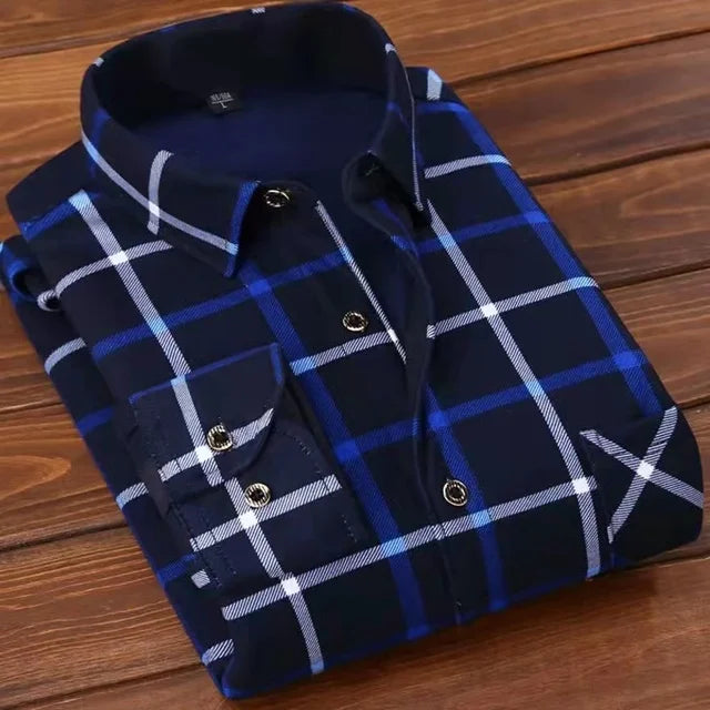 Vexaroa Men's Striped Long-Sleeve Smart Casual Winter Shirt