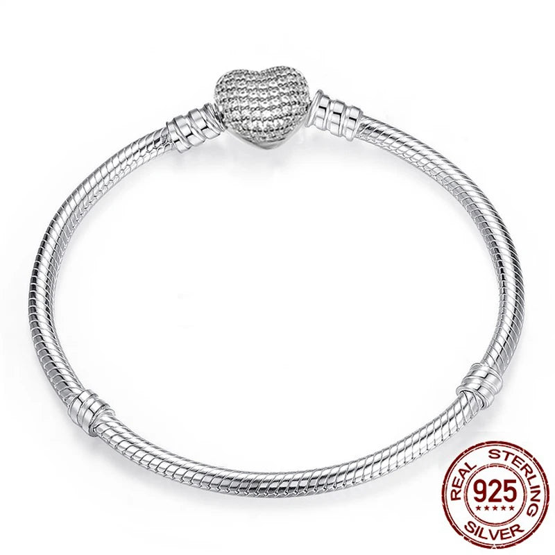 Vexaroa 925 Silver Snake Chain Heart Charm Bracelet — Vexaroa product image 18