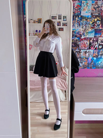 Solid Color Stocking Sexy Black White Long Stocks Over-the-calf Socks Lolita JK Cosplay Socks Women's Hosiery Thigh Stockings