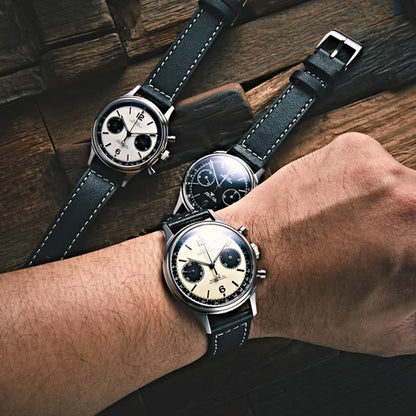 Sugess 1963 Pilot Watch Men Mechanical Chronograph Panda Wristwatch Air Force Sapphire Waterproof for Seagull Movement ST1901 v3