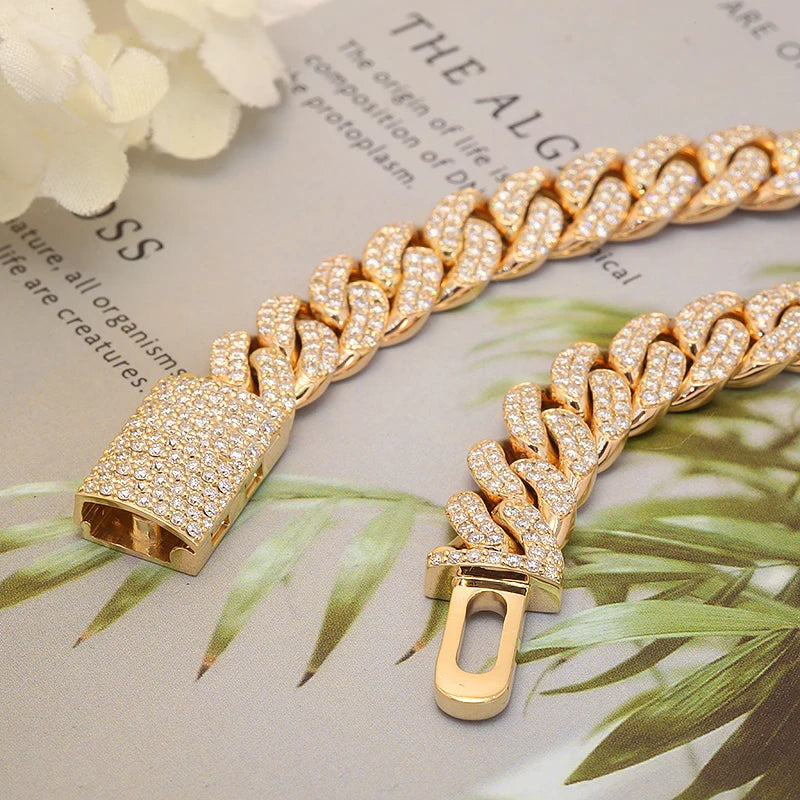 AEAW Moissanite Luxury Cuban Curb Miami Link Chain Bracelet for Men Rapper Jewlery S925 Sterlling Silver
