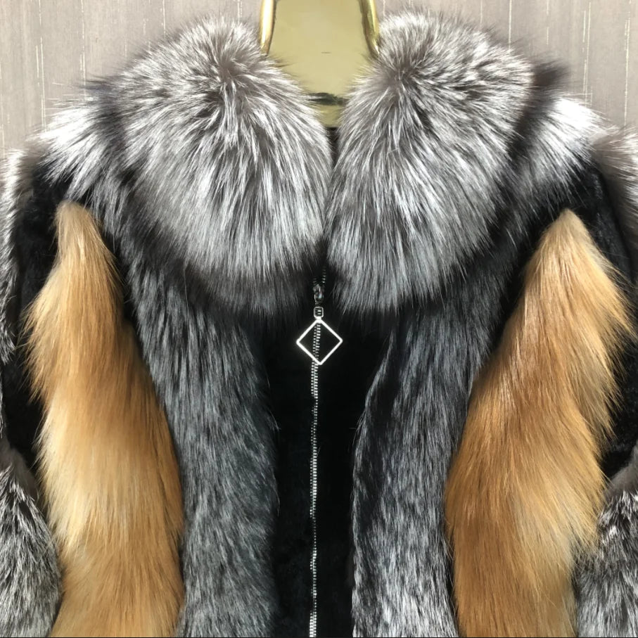 Women's Real Fox Fur Winter Jacket | Vexaroa