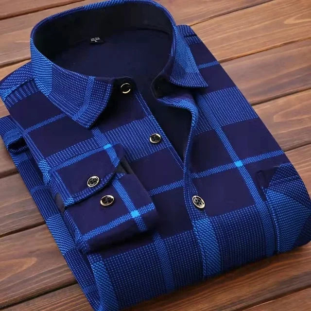 Vexaroa men's striped long-sleeve smart casual shirt
