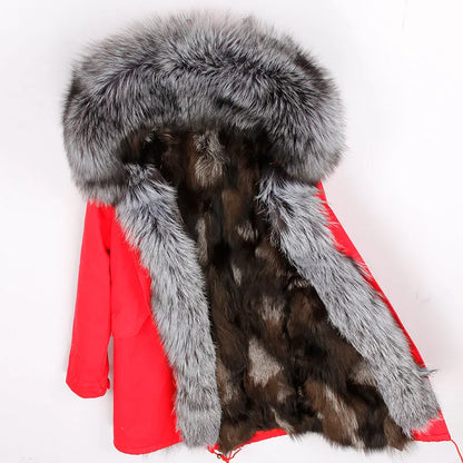 Fox Fur Collar Women's Winter Parka Coat | Vexaroa
