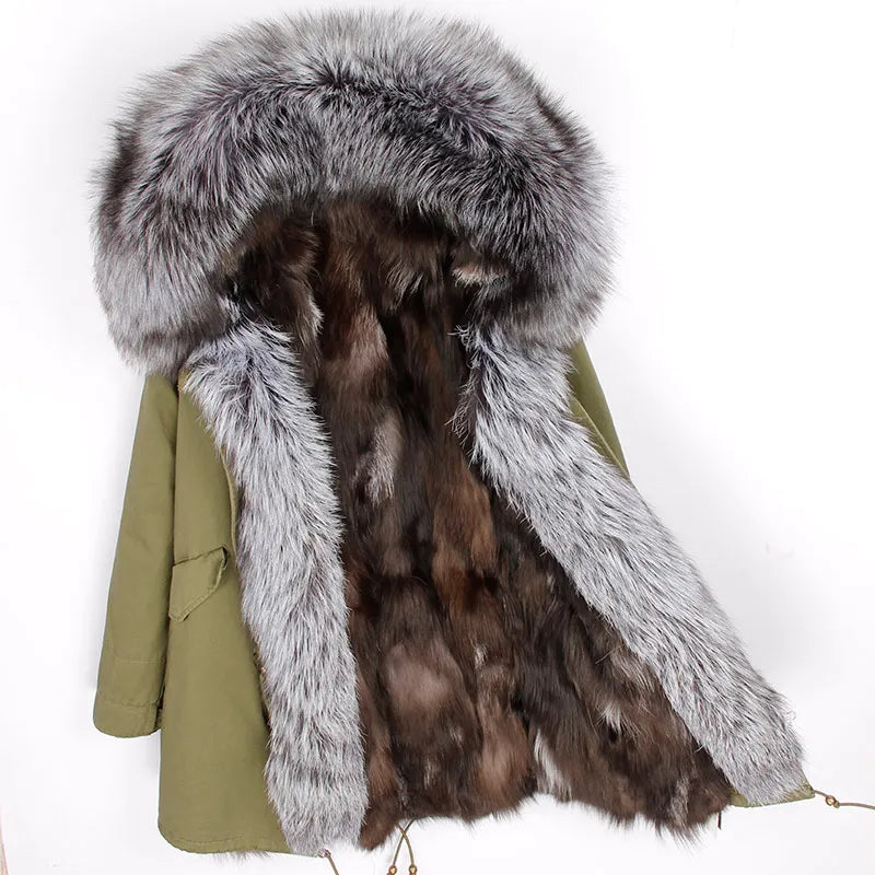 Fox Fur Collar Women's Winter Parka Coat | Vexaroa