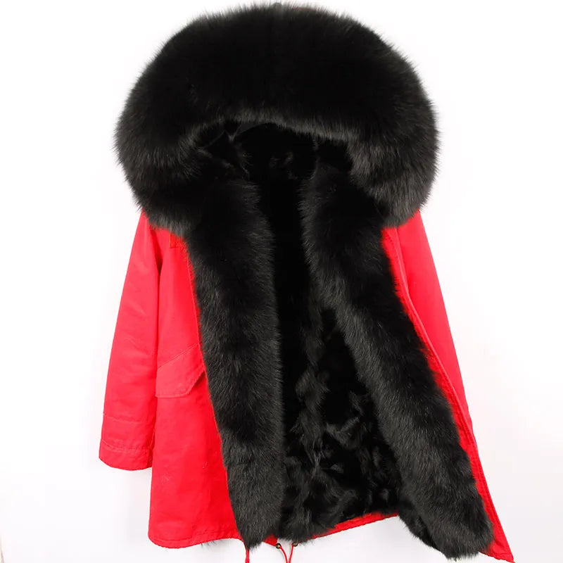 Fox Fur Collar Women's Winter Parka Coat | Vexaroa