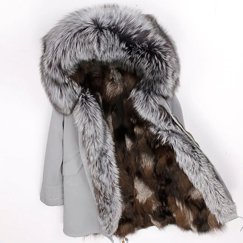 Fox Fur Collar Women's Winter Parka Coat | Vexaroa