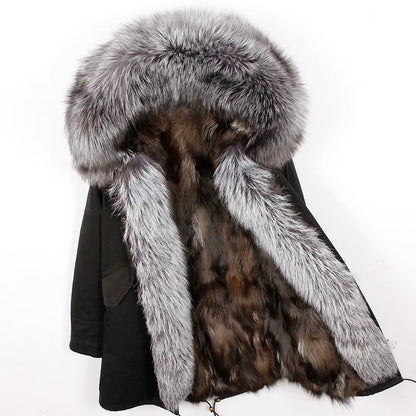 Fox Fur Collar Women's Winter Parka Coat | Vexaroa