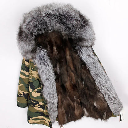 Fox Fur Collar Women's Winter Parka Coat | Vexaroa