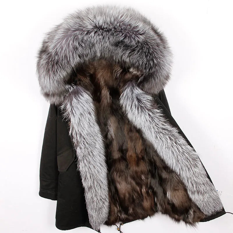 Fox Fur Collar Women's Winter Parka Coat | Vexaroa