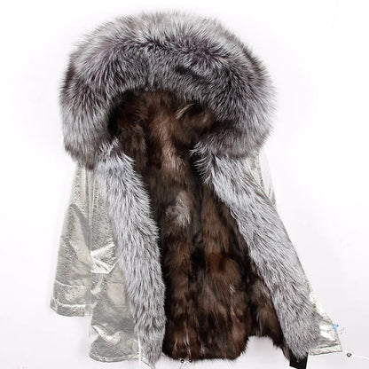 Fox Fur Collar Women's Winter Parka Coat | Vexaroa