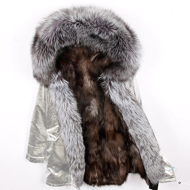 Fox Fur Collar Women's Winter Parka Coat | Vexaroa