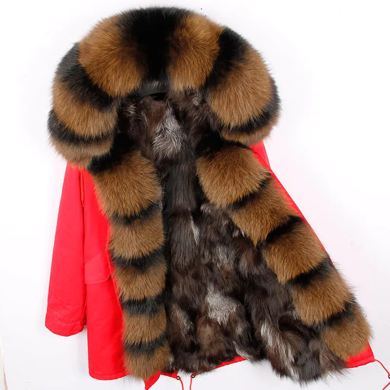 Fox Fur Collar Women's Winter Parka Coat | Vexaroa