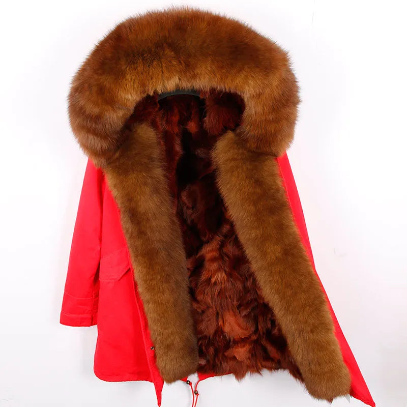 Fox Fur Collar Women's Winter Parka Coat | Vexaroa