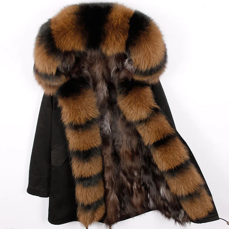 Fox Fur Collar Women's Winter Parka Coat | Vexaroa