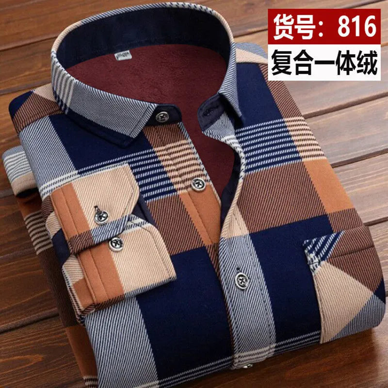 Vexaroa Men's Striped Long-Sleeve Smart Casual Winter Shirt