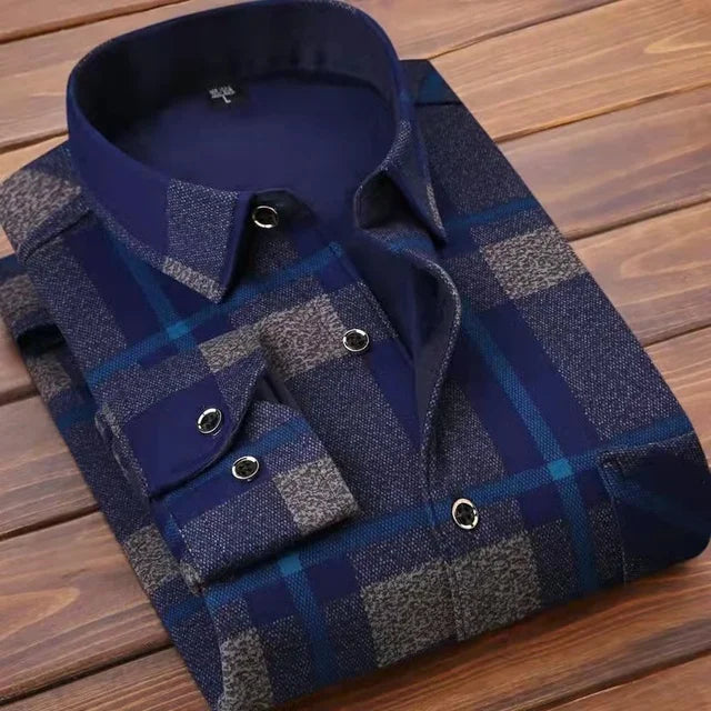 Vexaroa men's striped long-sleeve smart casual shirt