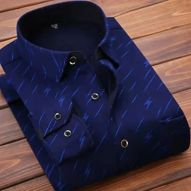 Vexaroa Men's Striped Long-Sleeve Smart Casual Winter Shirt