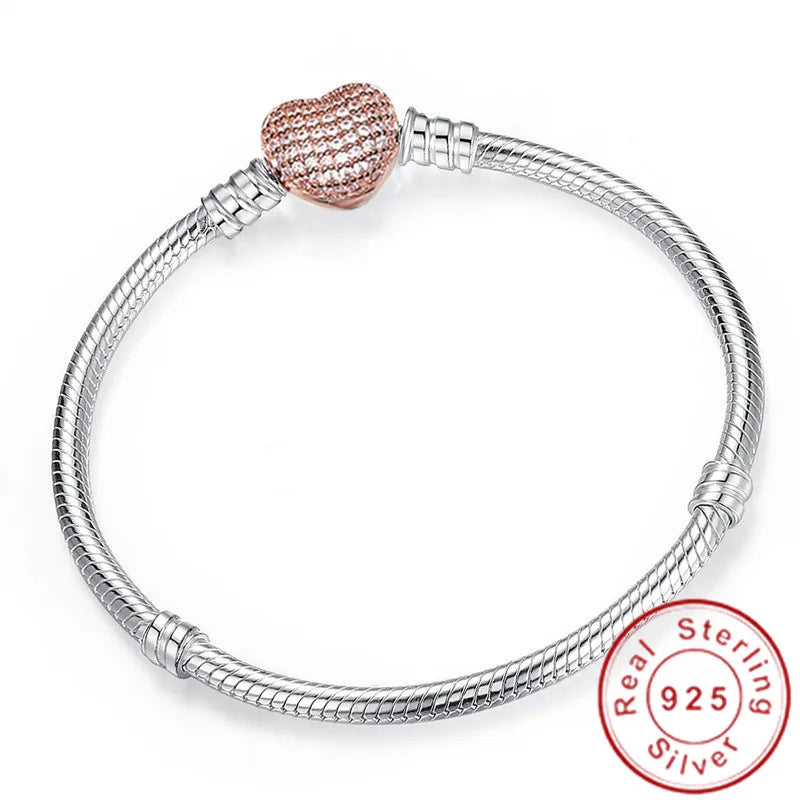 Vexaroa 925 Silver Snake Chain Heart Charm Bracelet — Vexaroa product image 19