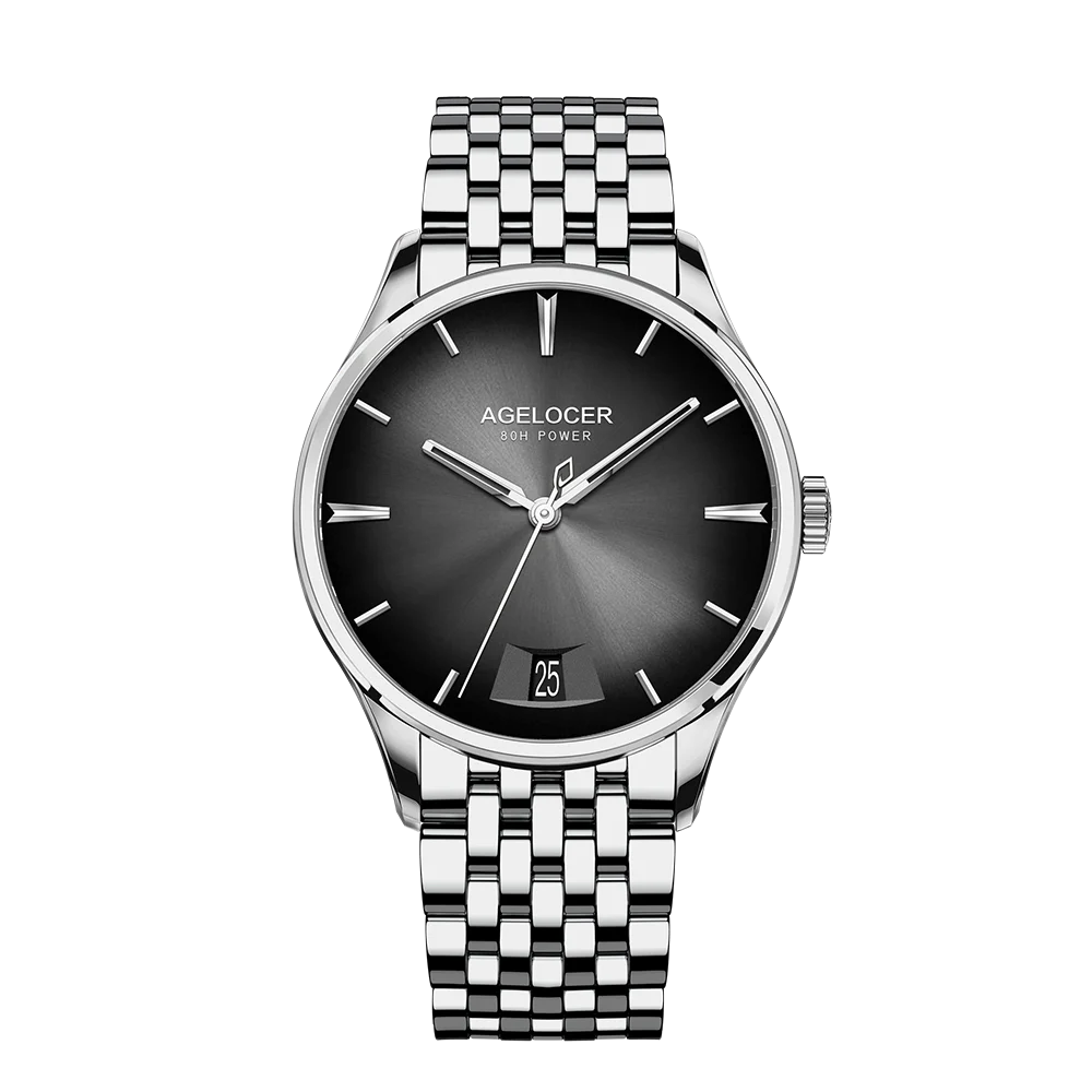 Original Budapest Watch Steel Strap Men's Business Dress Big Calendar Automatic Mechanical Watch Birthday Gift for Men
