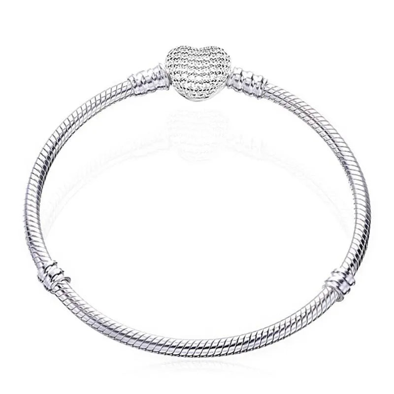 Vexaroa 925 Silver Snake Chain Heart Charm Bracelet — Vexaroa product image 2
