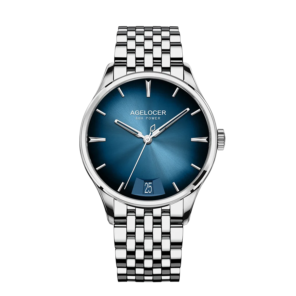 Original Budapest Watch Steel Strap Men's Business Dress Big Calendar Automatic Mechanical Watch Birthday Gift for Men