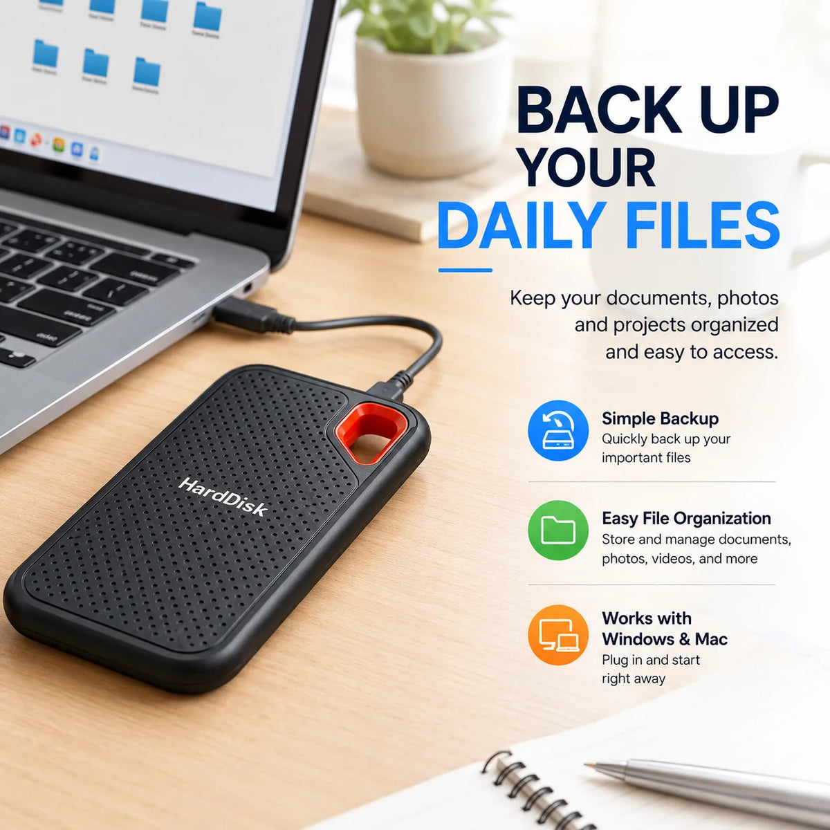 Vexaroa 1TB–2TB USB-C Portable SSD – File Backup Drive