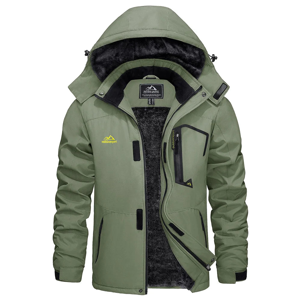 KEFITEVD Men's Winter Ski Jacket Waterproof Warm Thick Fleece Hiking Jackets Raincoats Snow Jacket Coats Windbreaker Man Parka