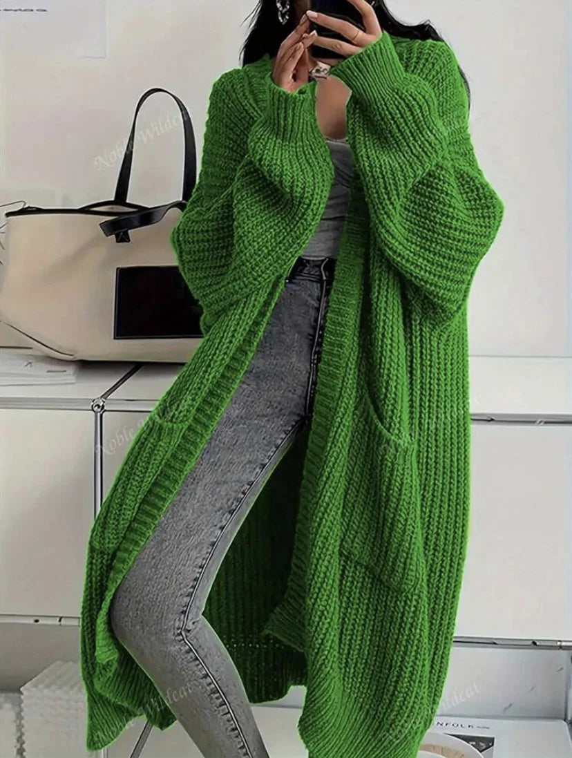 2026 Autumn Winter New Style Knitted Cardigan Women Casual Loose Fit Long Sleeve Chunky Sweater Coat Elegant Outwear for Daily W