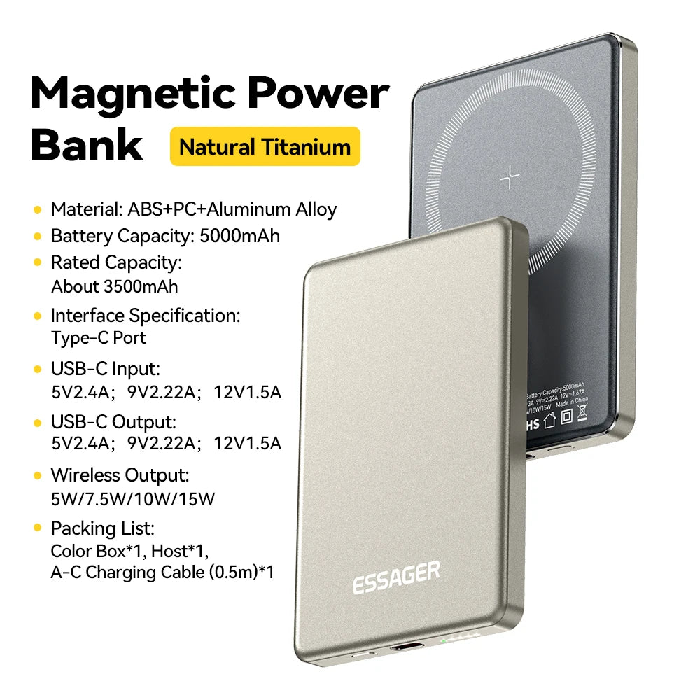 Vexaroa Essager 5000mAh 20W Magnetic Power Bank MagSafe