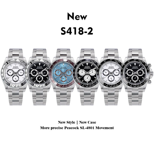 Six silver watches with different face designs on a white background