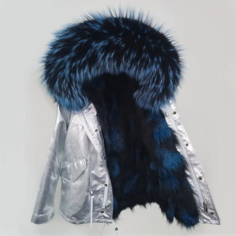 Winter Jackets For Women's Jacket Natural Real Fur Coat Fox Fur Collar Inner Fur Parkas Female Cold Coat