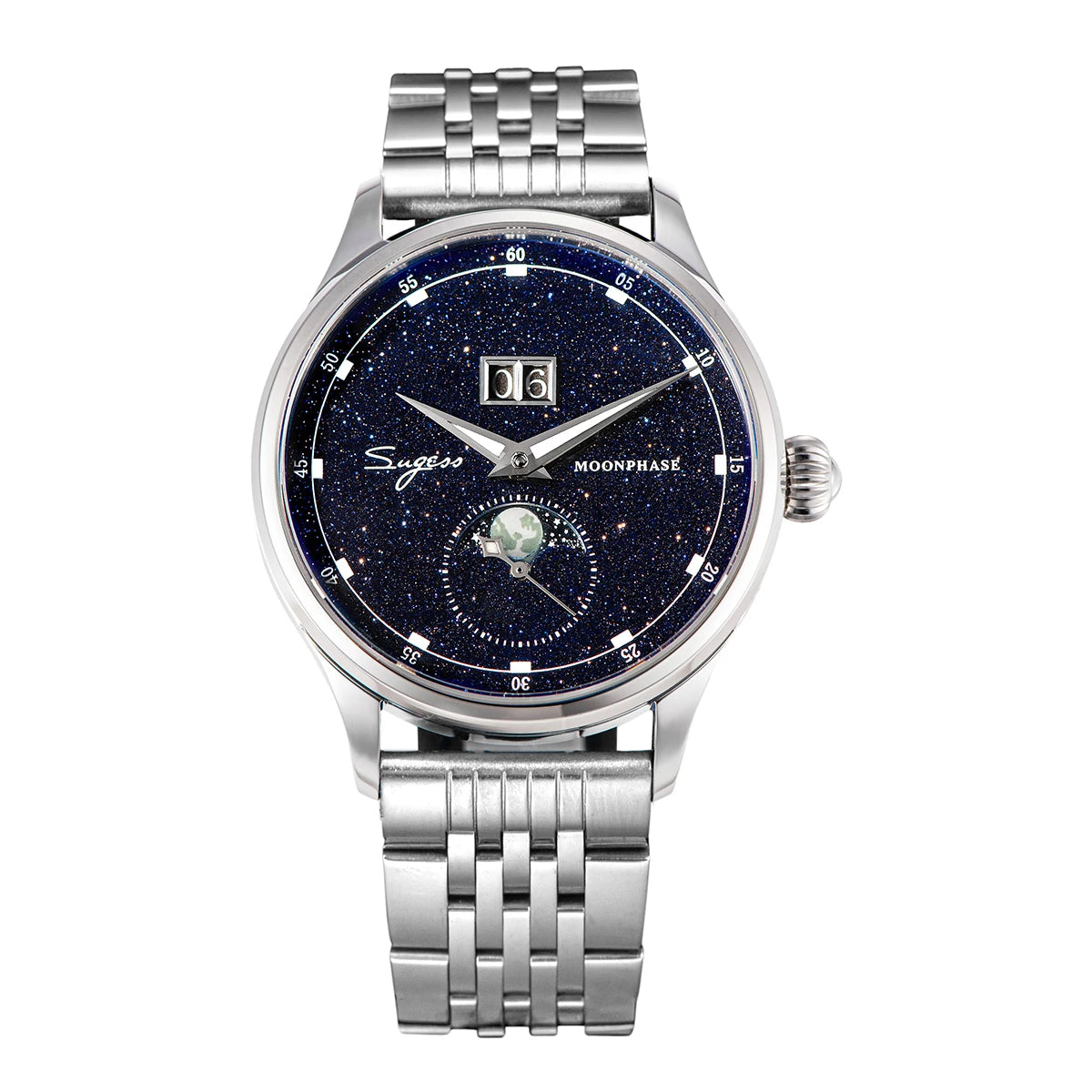 Vexaroa Moonphase 40mm Automatic Watch Seagull ST2528 Blue