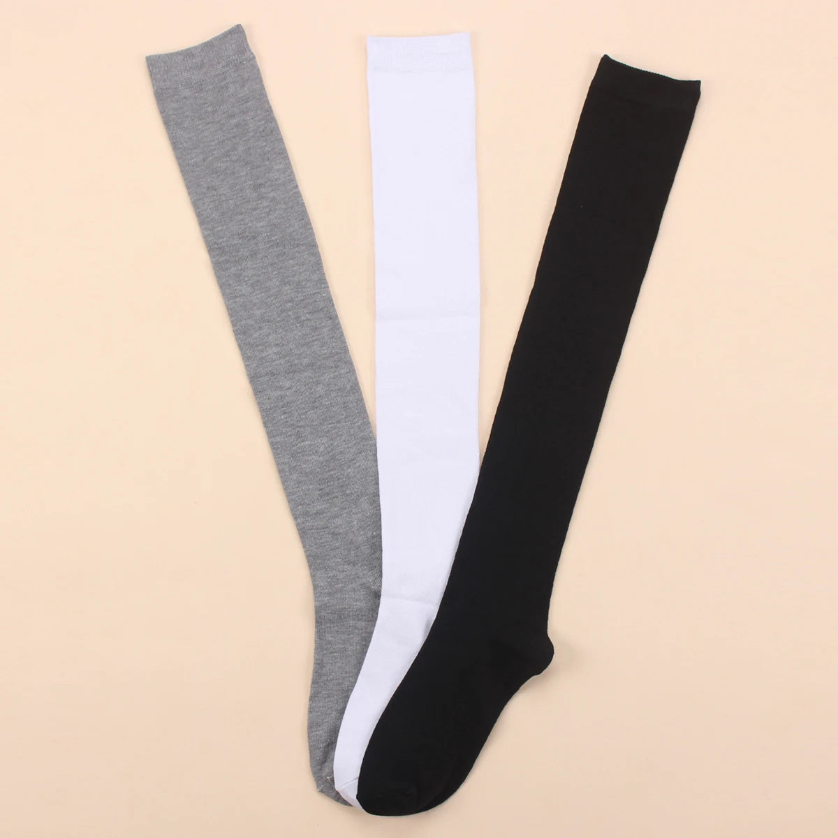 Vexaroa Fashion Over Knee Warm Slim Long Socks Black White