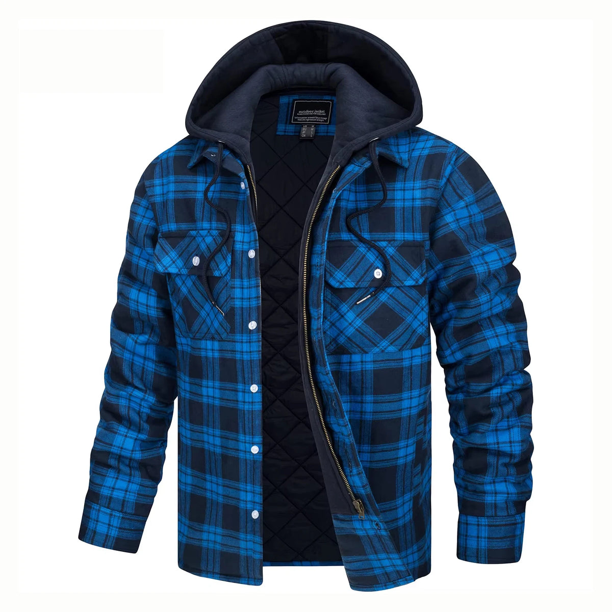 Vexaroa Men's Quilted Flannel Jacket with Hood