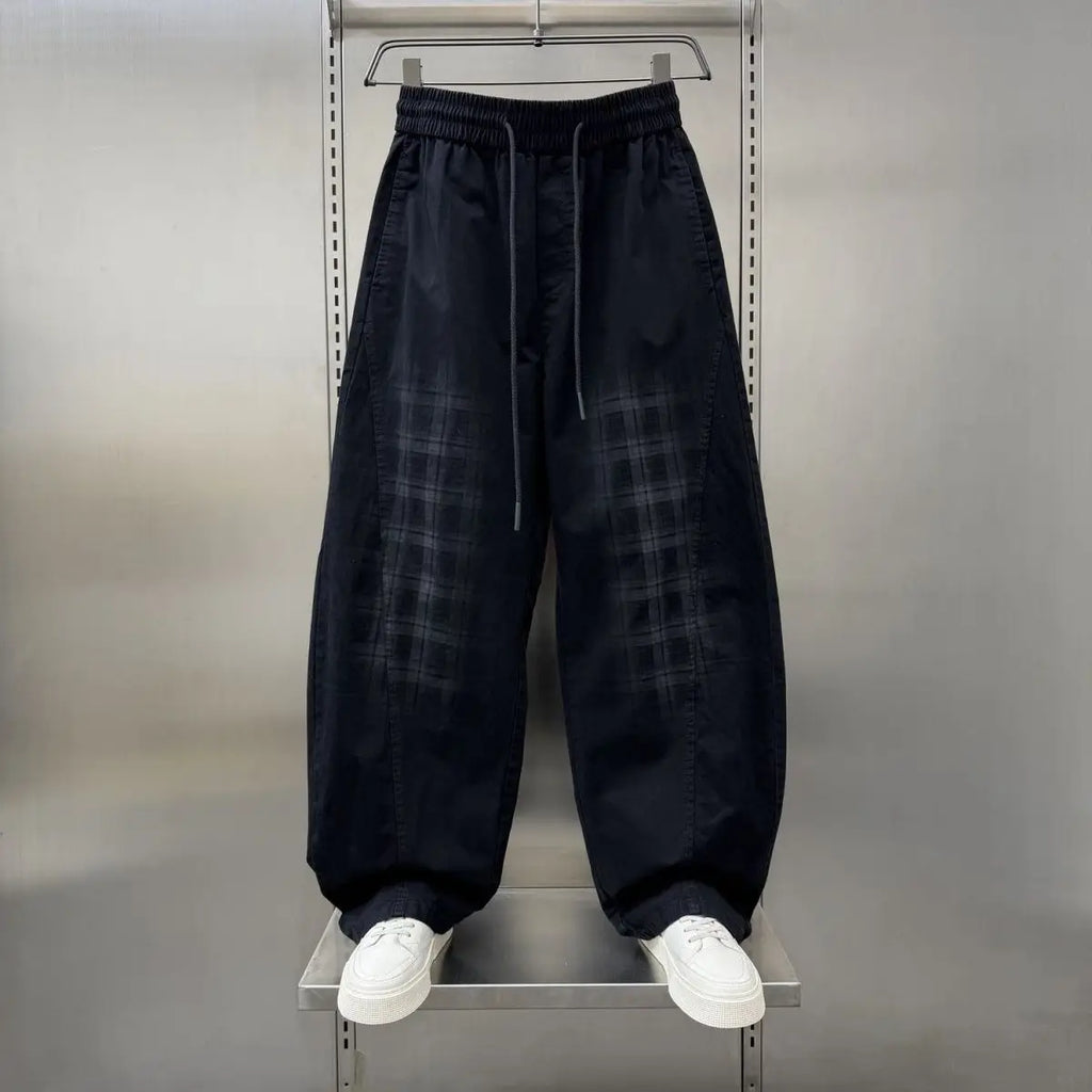 Vexaroa Men's Plus-Size Wide-Leg Plaid Pants