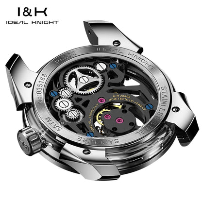 IDEAL KNIGHT Real Tourbillon Men's Watches High-Grade Fully Hollowed Spider Pattern Cool Dial Top Luxury Mechanical Watches 6802
