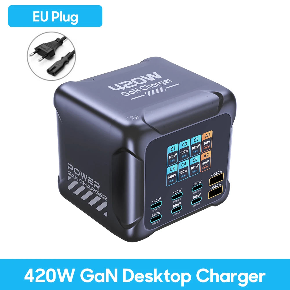 Vexaroa 420W GaN USB-C charging station with digital display – product view 8