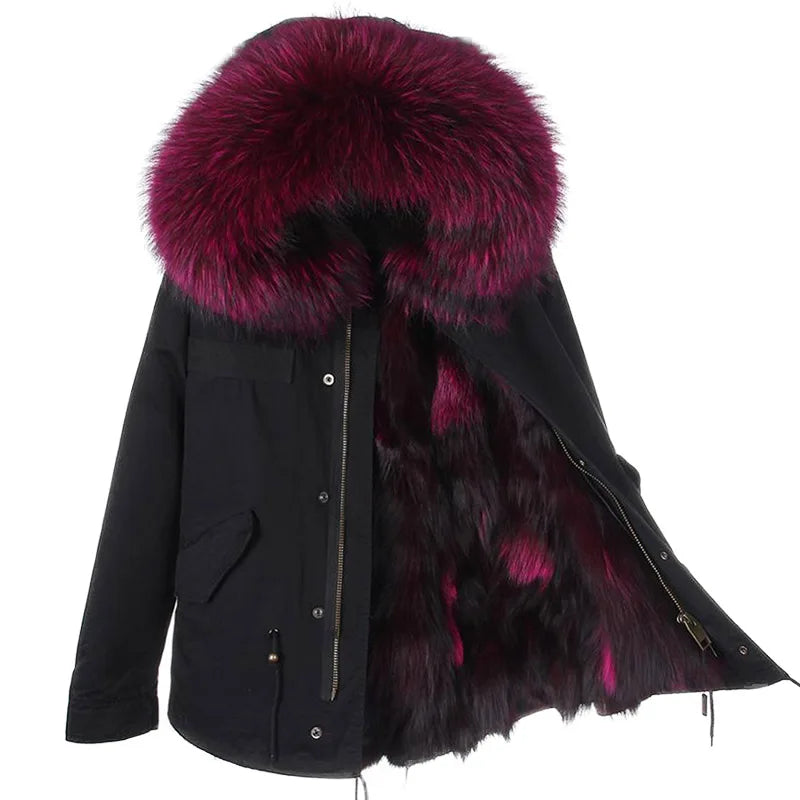 Winter Jackets For Women's Jacket Natural Real Fur Coat Fox Fur Collar Inner Fur Parkas Female Cold Coat
