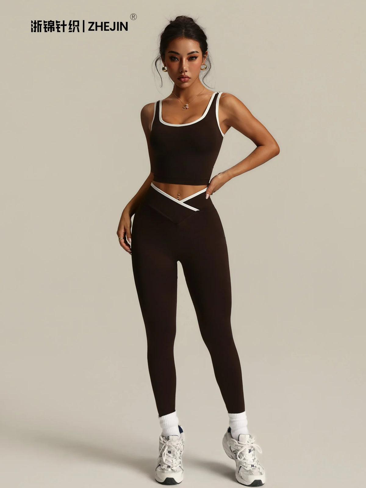 Vexaroa 2-Piece Yoga Set Crossover Leggings & Sports Bra