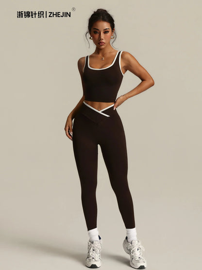 Vexaroa 2-Piece Yoga Set Crossover Leggings & Sports Bra